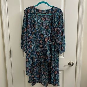 Torrid Georgette Floral Tunic Wrap Blouse